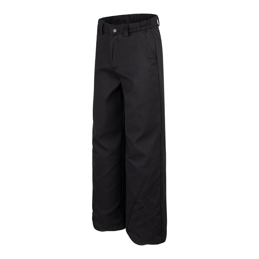 Dragon Embroidery Straight Leg Trousers
