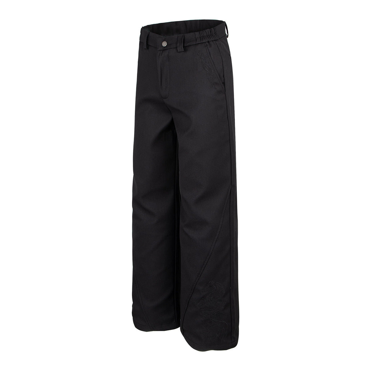 Dragon Embroidery Straight Leg Trousers