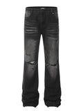 Men's Distressed Wide Leg Denim Jeans