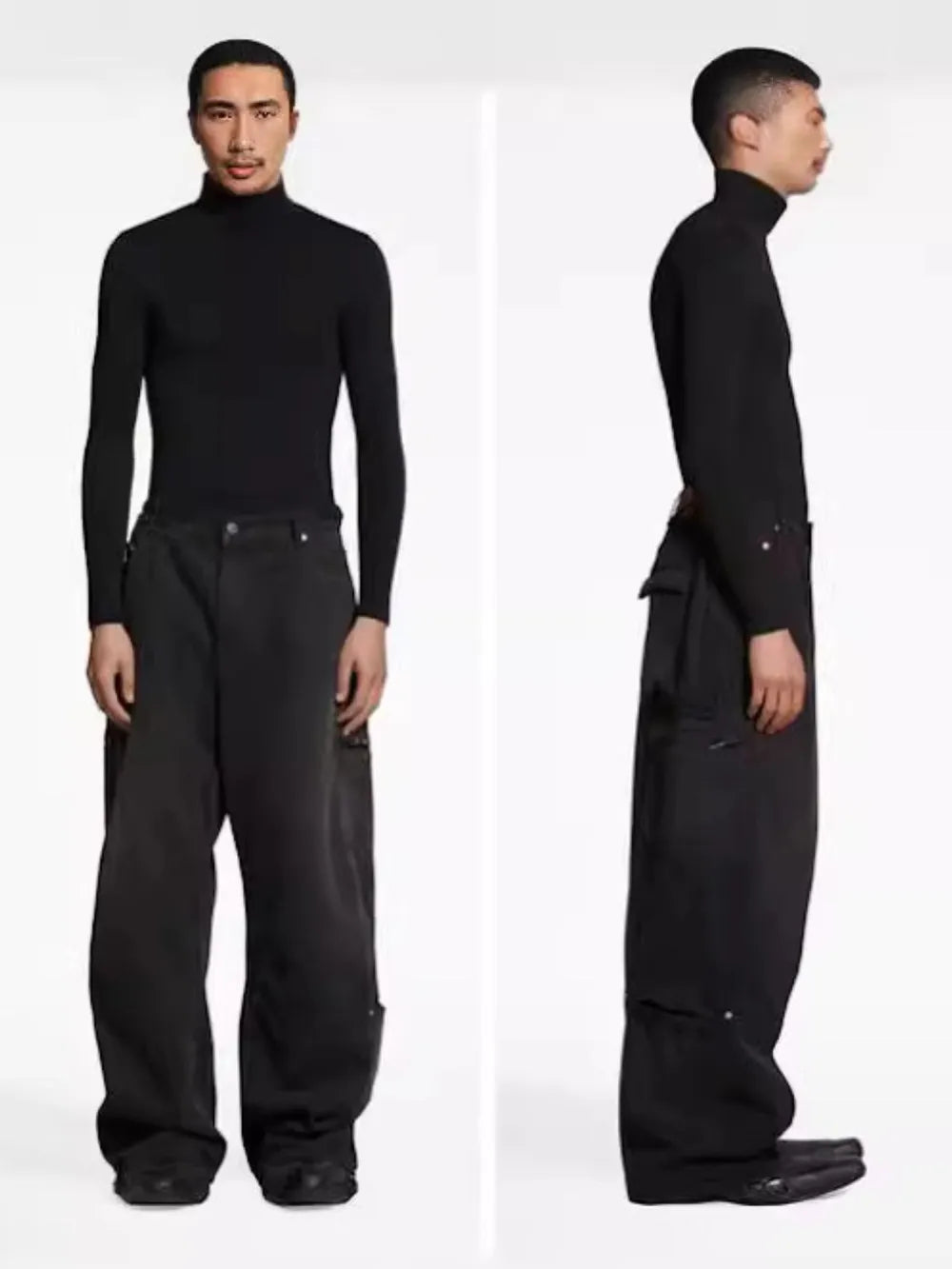 Men's Wide Leg Cargo Jeans with Pockets