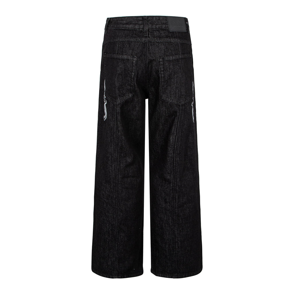 Dragon Embroidery Patchwork Jeans