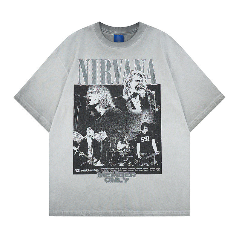 Rock rap character hot stamping printed short sleeved shirt