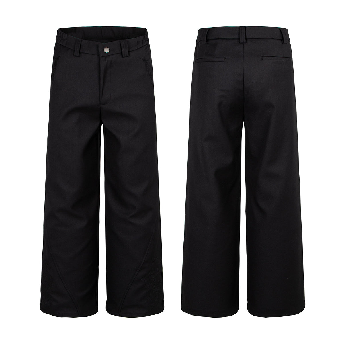 Dragon Embroidery Straight Leg Trousers