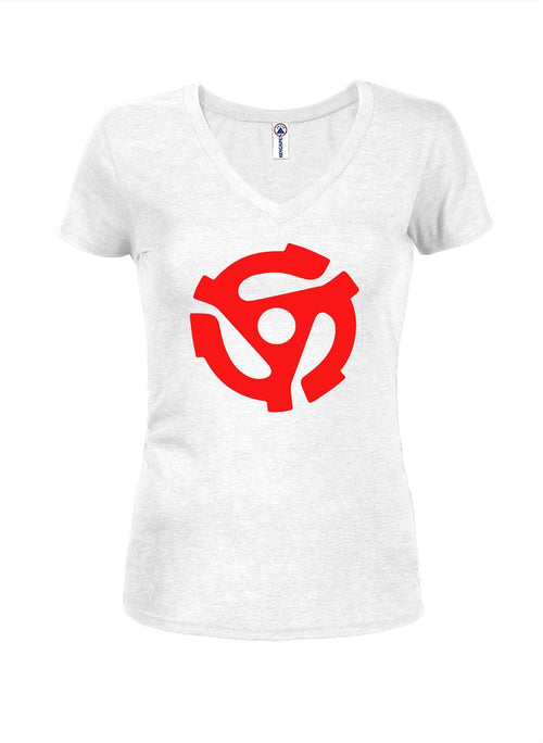 45 Record Spindle Symbol Juniors V Neck T-Shirt
