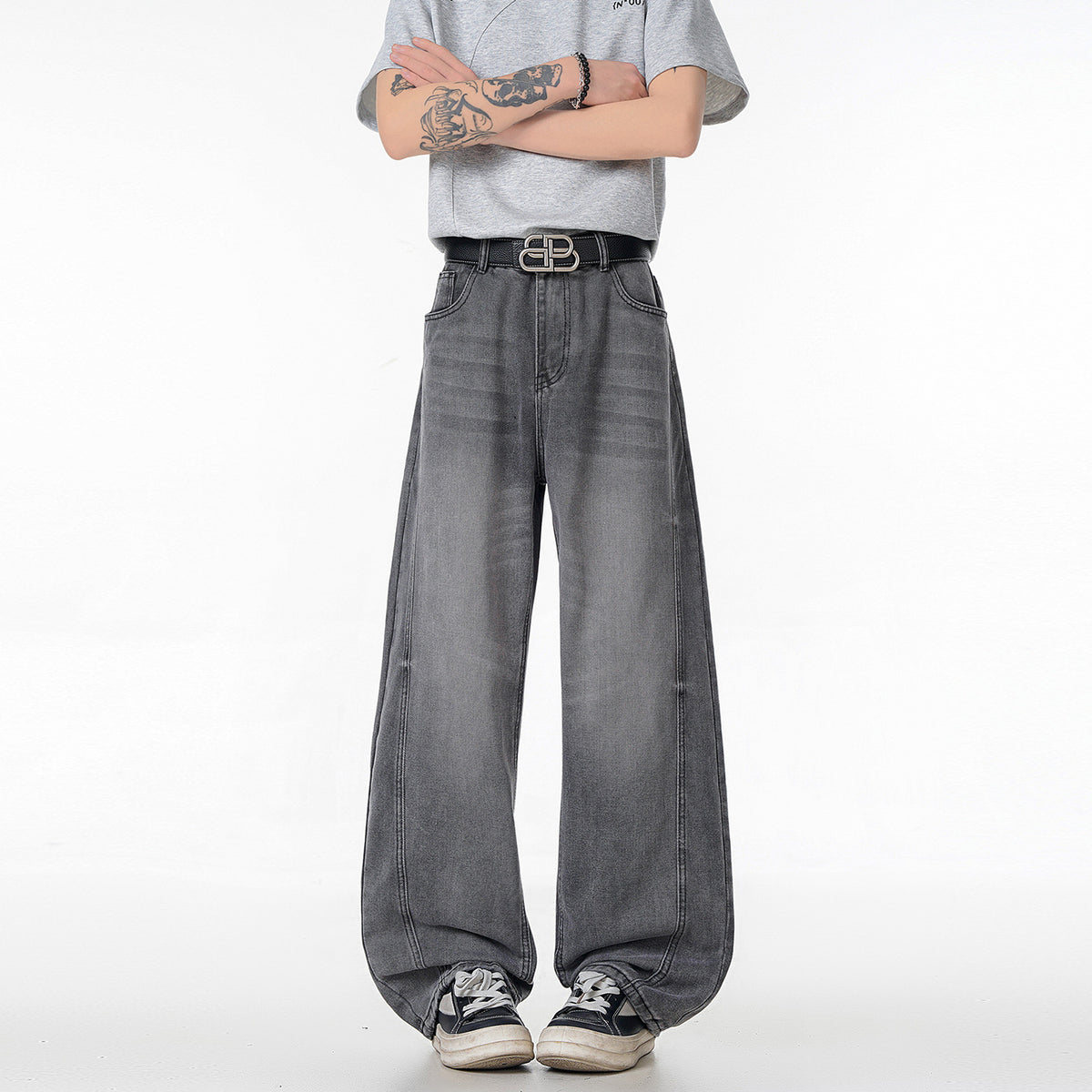 Relaxed Fit Wide Leg Jeans for Men