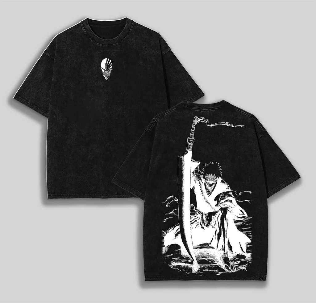 Ichigo Kurosaki Bankai Bleach Unisex Oversize Anime Clothing Manga Washed
