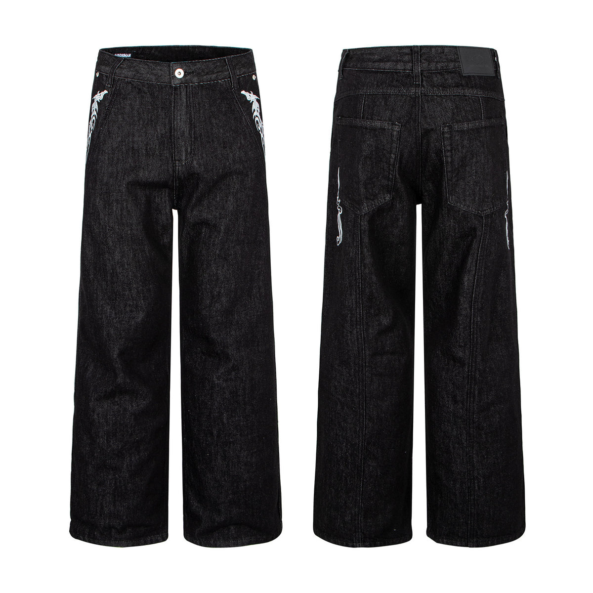 Dragon Embroidery Patchwork Jeans