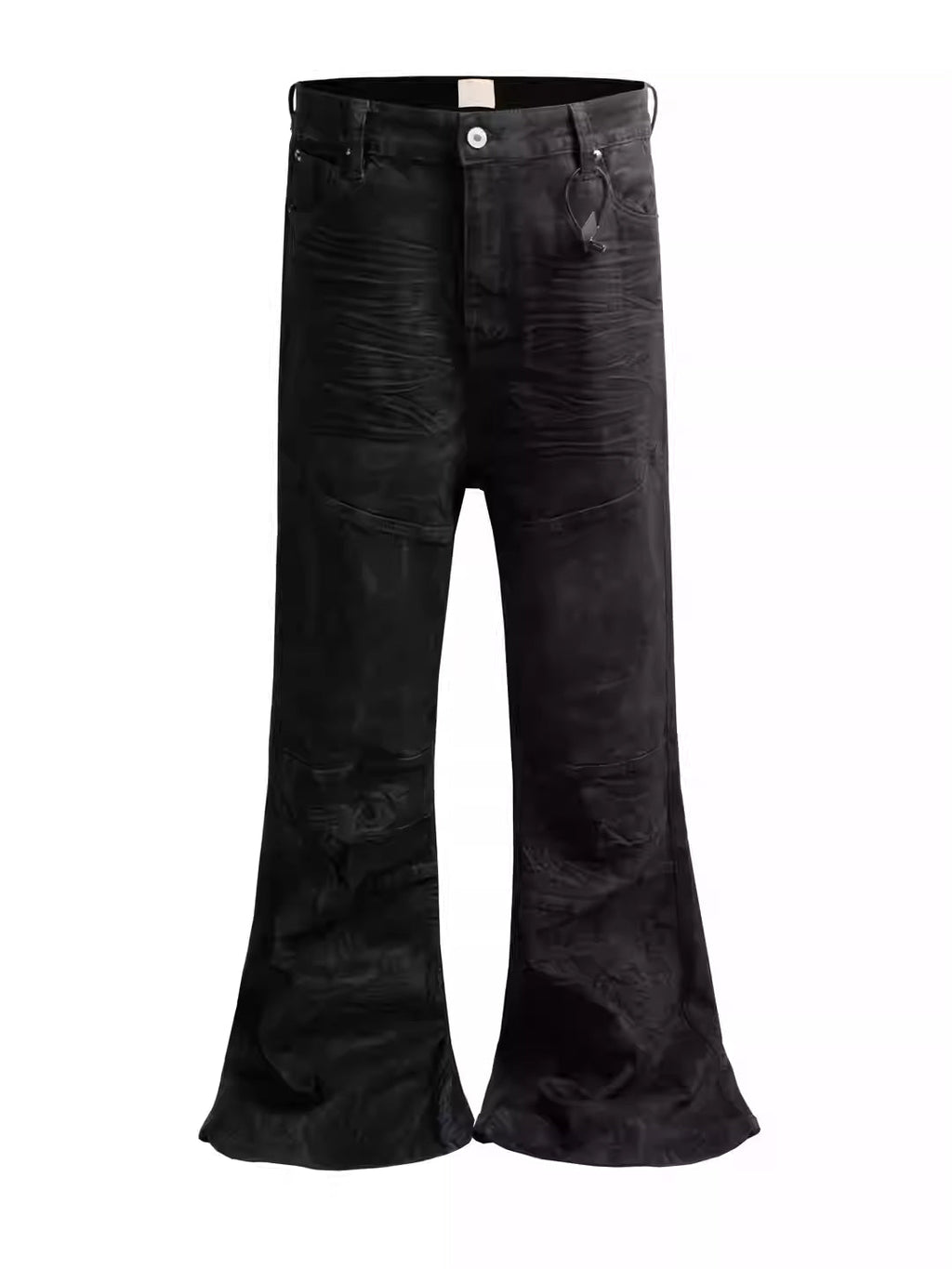 American-style Raw-edge Slim-fit Pleated Slightly Flared Denim Jeans