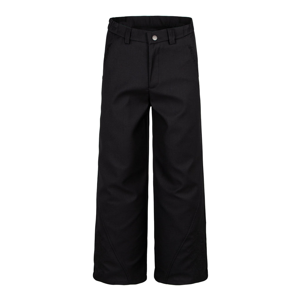 Dragon Embroidery Straight Leg Trousers