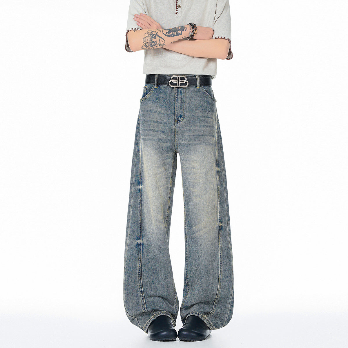 Relaxed Fit Wide Leg Jeans for Men