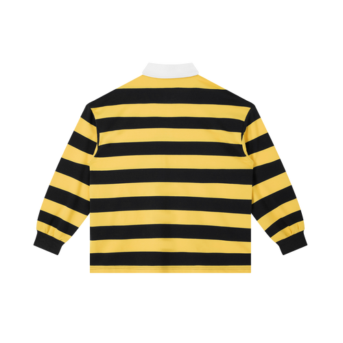 404ASTERISKS Collared Color Block Stripe Polo Shirt Streetwear