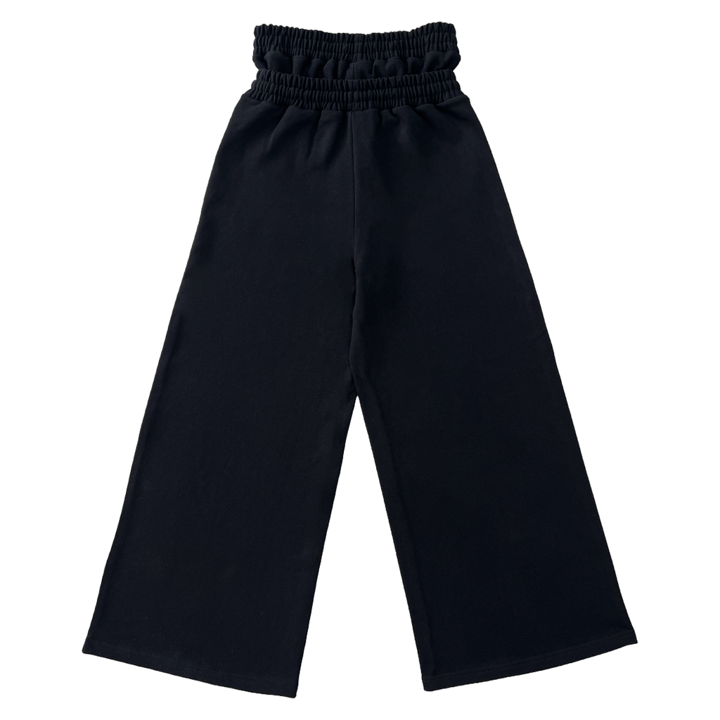 Market Crash Streetwear Double Waisted Sweatpants Wide Leg French Terry 420GSM Black Cotton