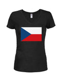 Czechia (Czech Republic) Flag Juniors V Neck T-Shirt