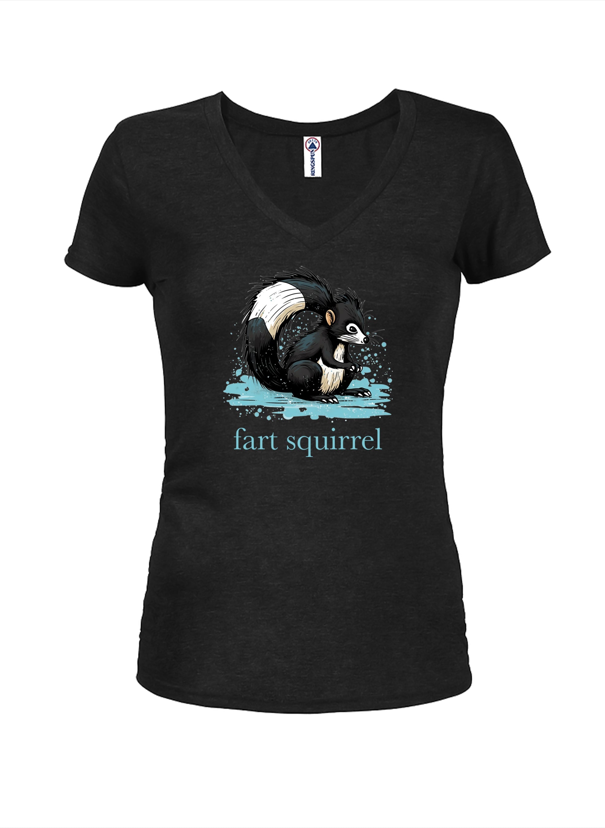 Fart Squirrel Juniors V Neck T-Shirt