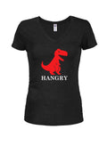 Hangry T-Rex Juniors V Neck T-Shirt