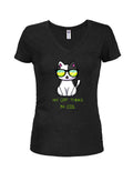 My Cat Thinks I'm Cool Juniors V Neck T-Shirt