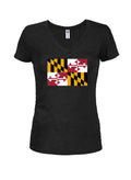 Maryland State Flag Juniors V Neck T-Shirt