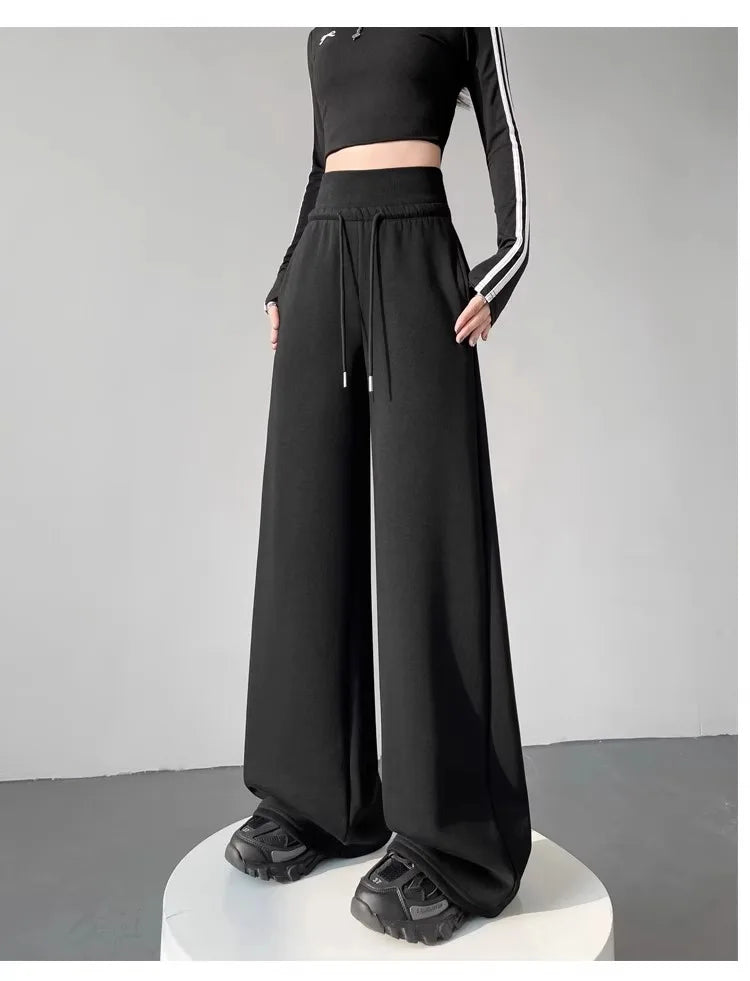 Ashen Wide-Leg Sweatpants – Oversized Dark Streetwear Bottoms
