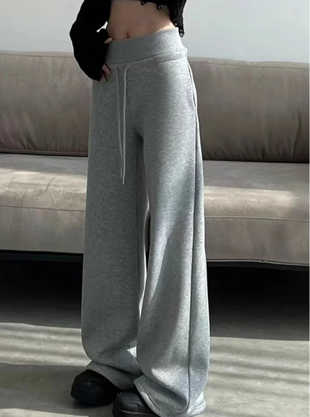 Ashen Wide-Leg Sweatpants – Oversized Dark Streetwear Bottoms