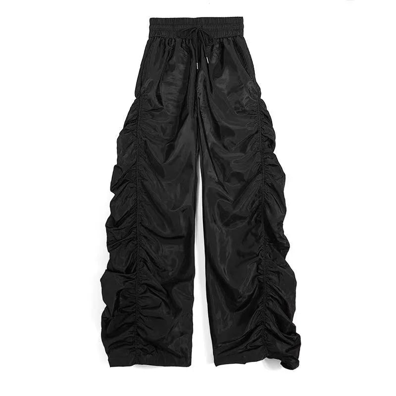 Lantern High-Waist Wide-Leg Pants – Dark Streetwear Bottoms
