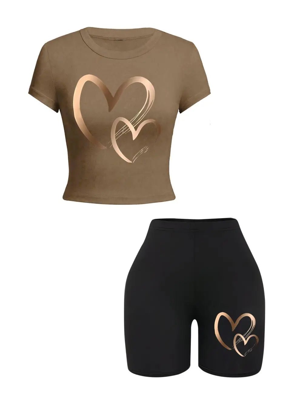 Heartbeat Crop Top & Shorts Set – Dark Alt Matching Streetwear