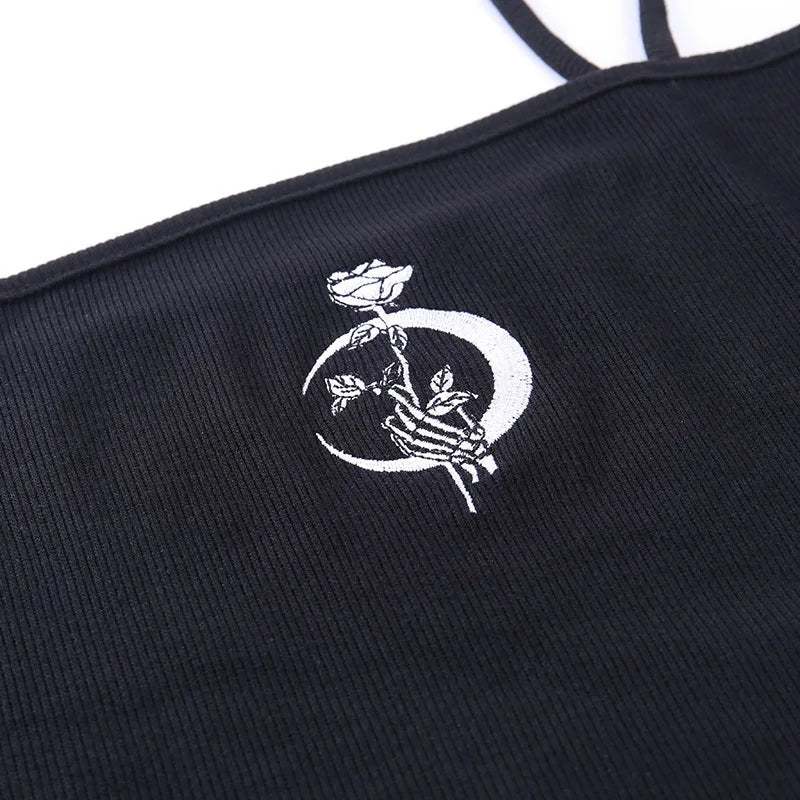 Specter Gothic Print Crop Top – Dark Alt Graphic Streetwear