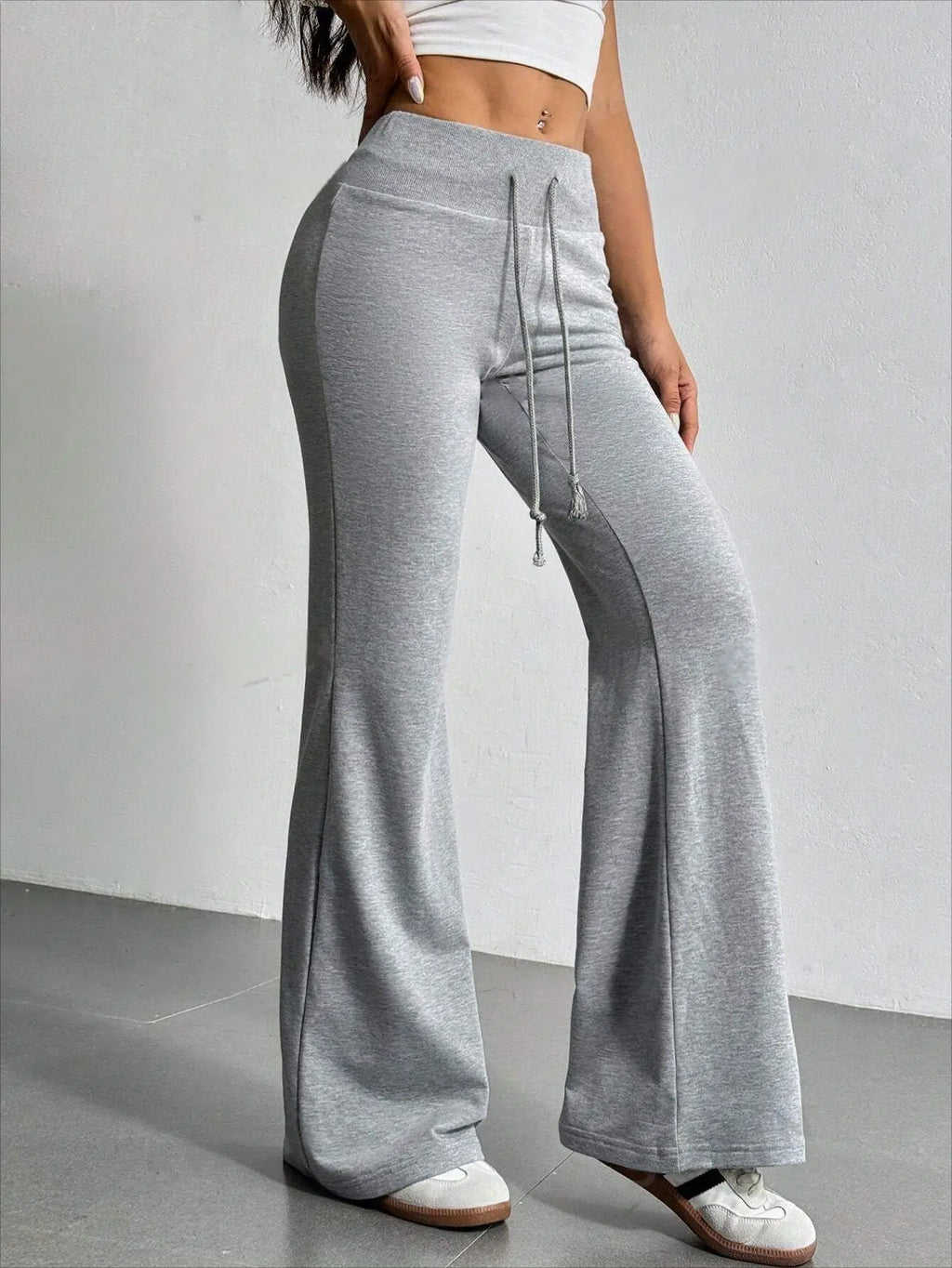 Flare Drawstring Bell Bottom Pants – Y2K Dark Streetwear Bottoms