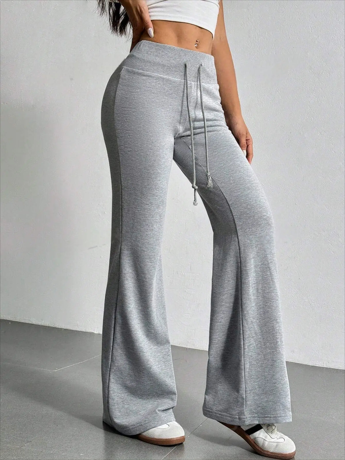 Flare Drawstring Bell Bottom Pants – Y2K Dark Streetwear Bottoms