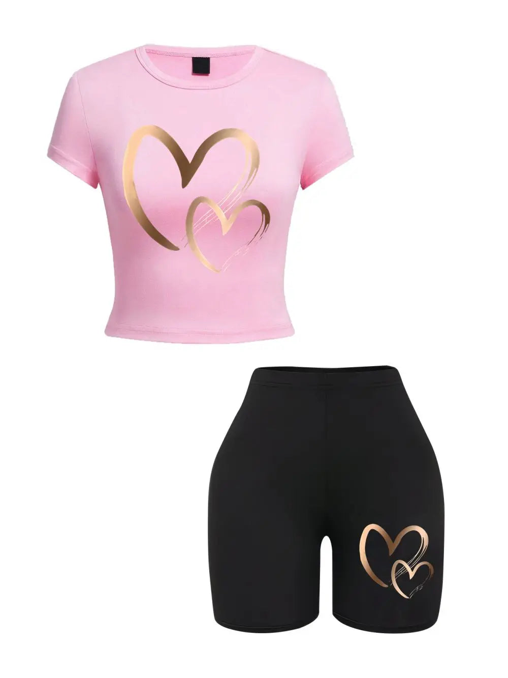 Heartbeat Crop Top & Shorts Set – Dark Alt Matching Streetwear