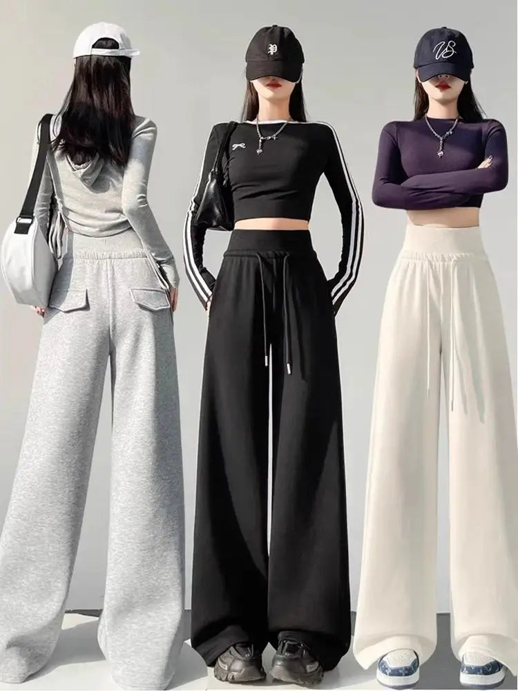 Ashen Wide-Leg Sweatpants – Oversized Dark Streetwear Bottoms