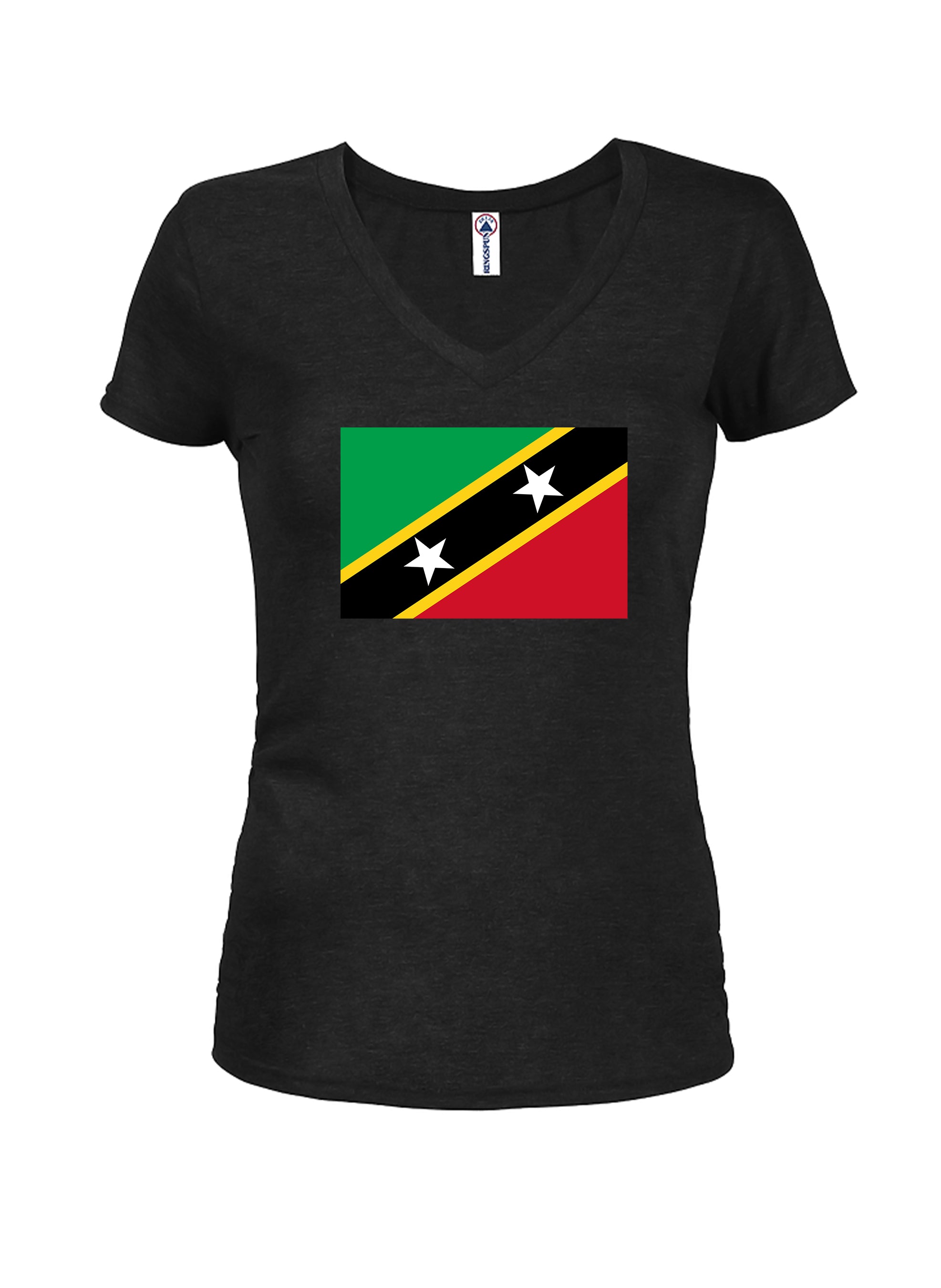 Saint Kittitian and Nevisian Flag Juniors V Neck T-Shirt