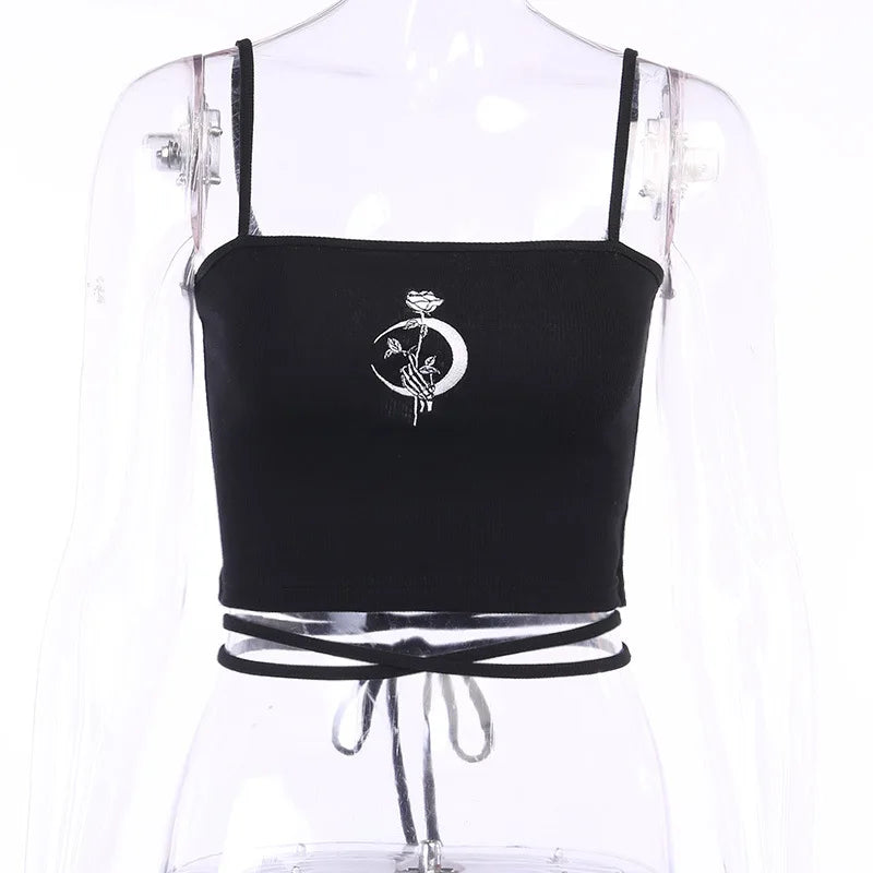 Specter Gothic Print Crop Top – Dark Alt Graphic Streetwear