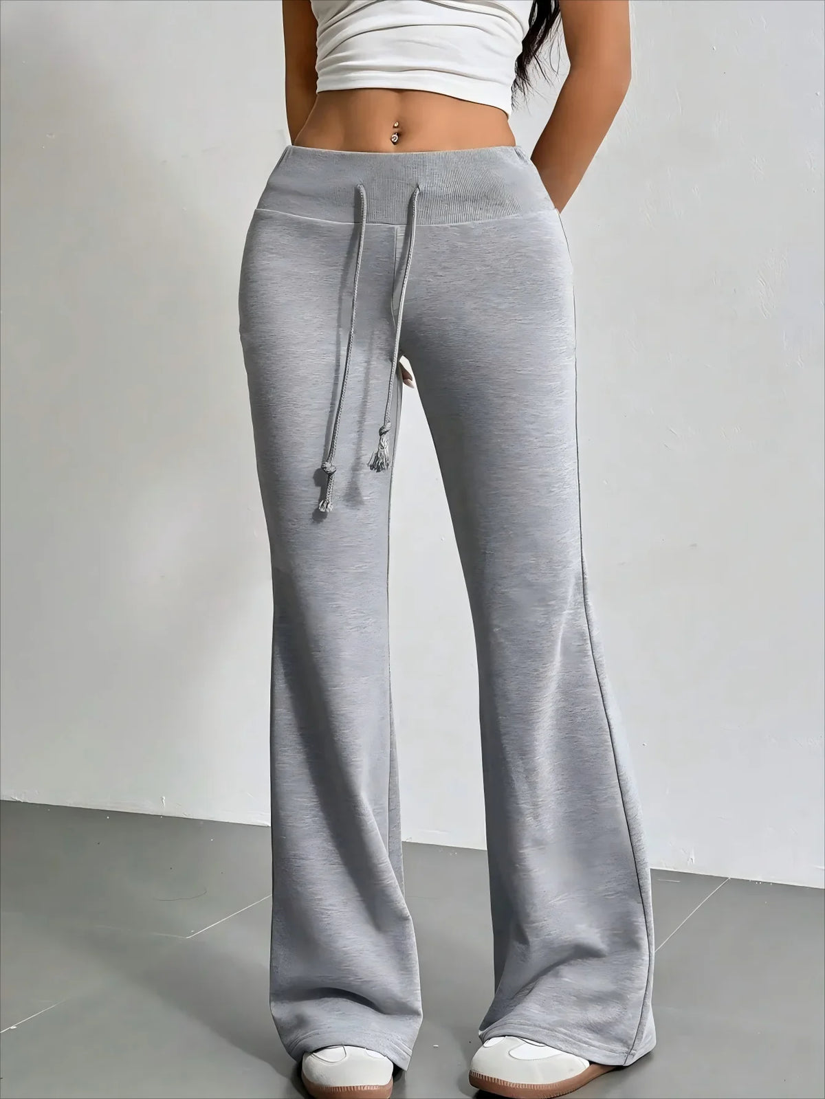 Flare Drawstring Bell Bottom Pants – Y2K Dark Streetwear Bottoms