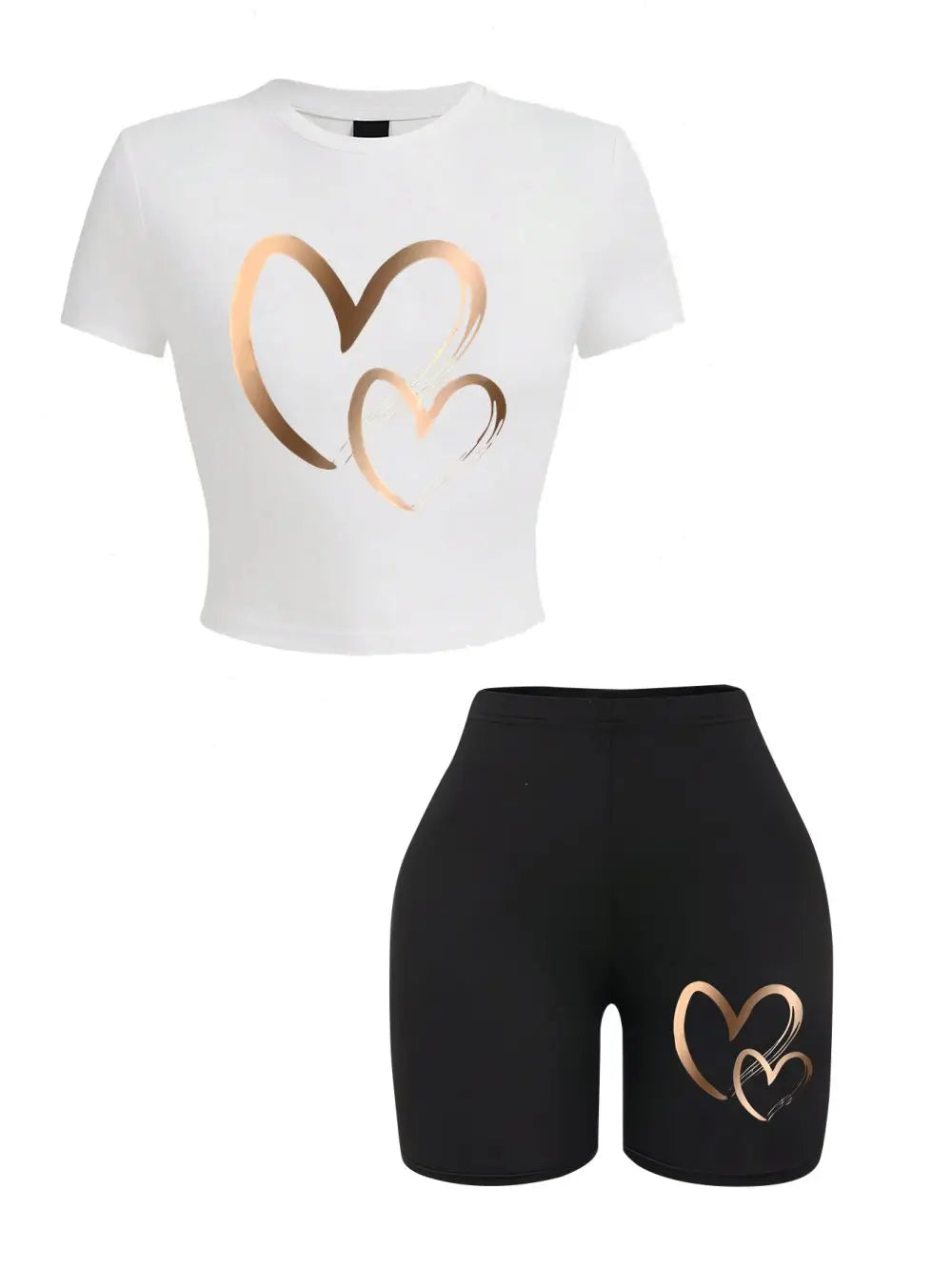 Heartbeat Crop Top & Shorts Set – Dark Alt Matching Streetwear