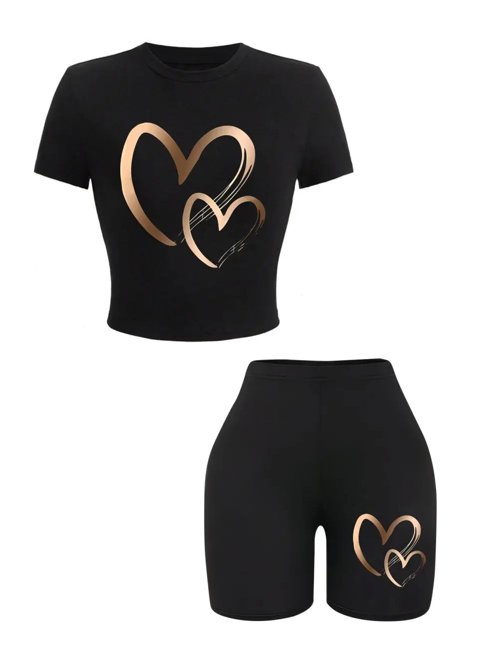 Heartbeat Crop Top & Shorts Set – Dark Alt Matching Streetwear