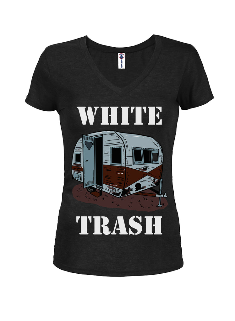 WHITE TRASH Juniors V Neck T-Shirt