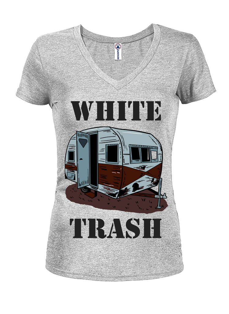 WHITE TRASH Juniors V Neck T-Shirt