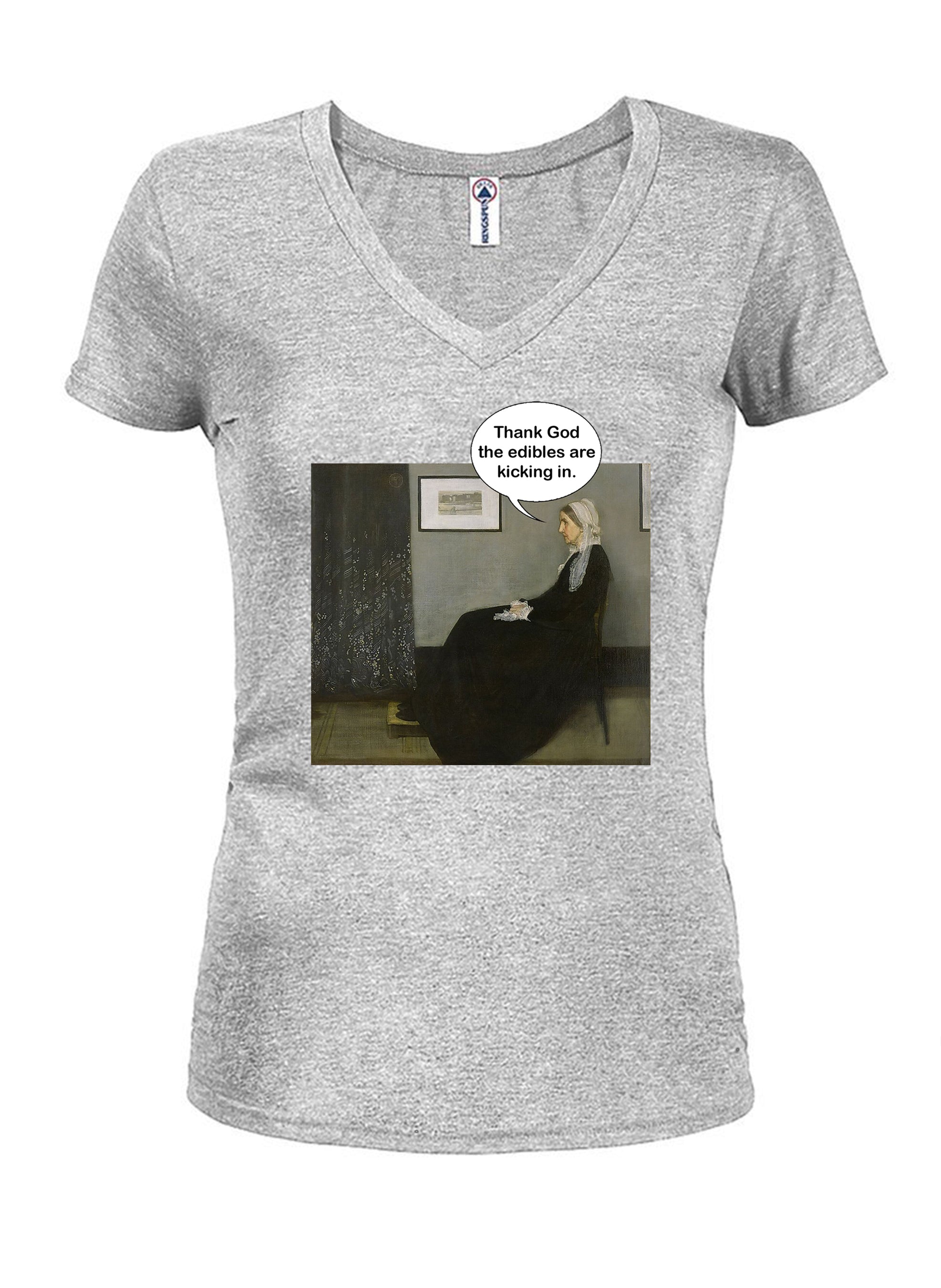 Whistler's Mother Edibles Juniors V Neck T-Shirt