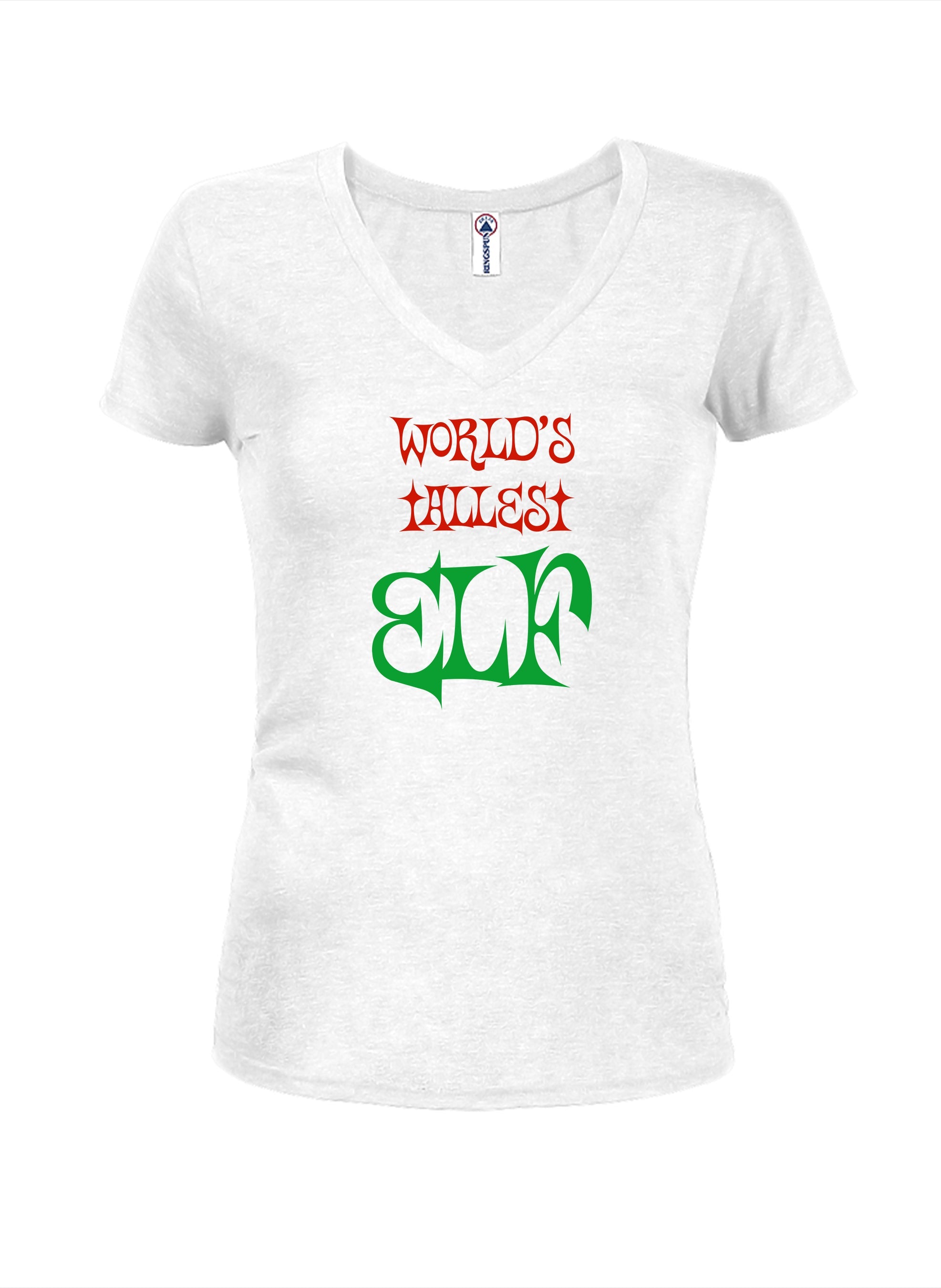 World’s Tallest Elf Juniors V Neck T-Shirt