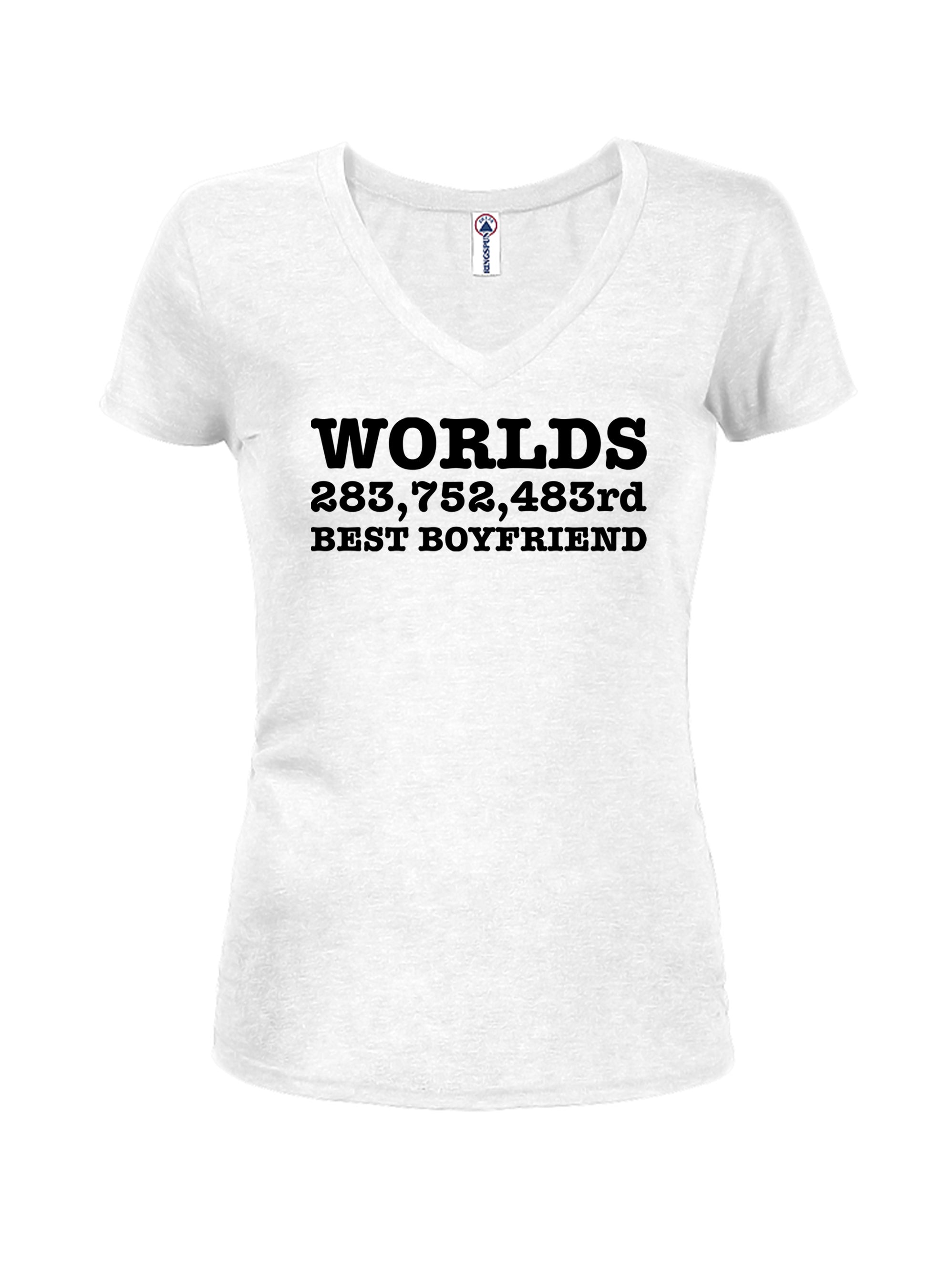 Worlds 283,752,483rd Best Boyfriend Juniors V Neck T-Shirt