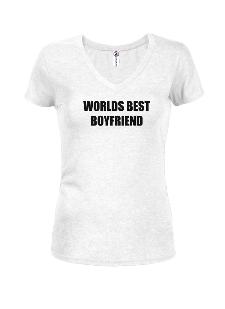Worlds best boyfriend Juniors V Neck T-Shirt