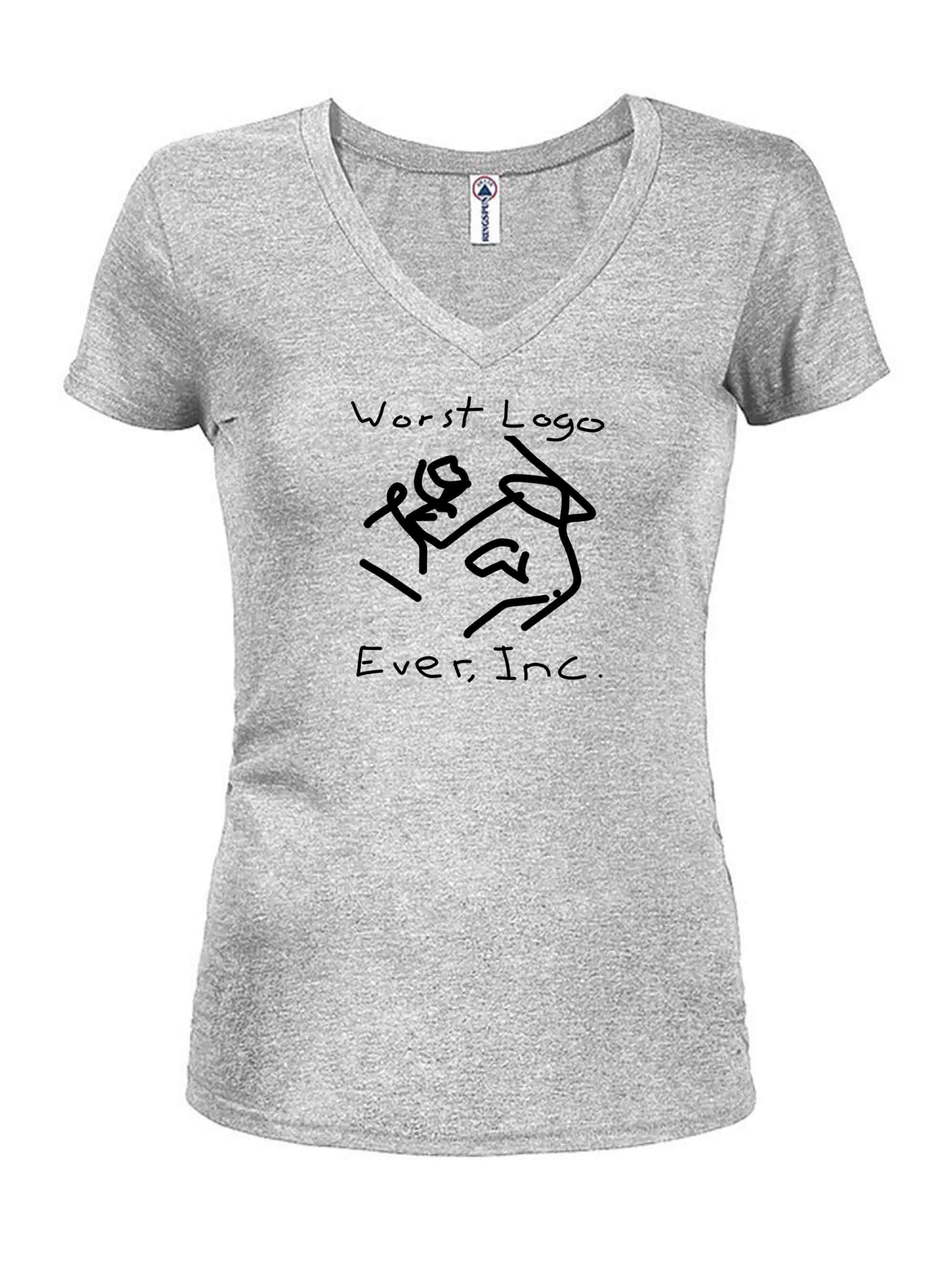Worst Logo Ever, Inc Juniors V Neck T-Shirt