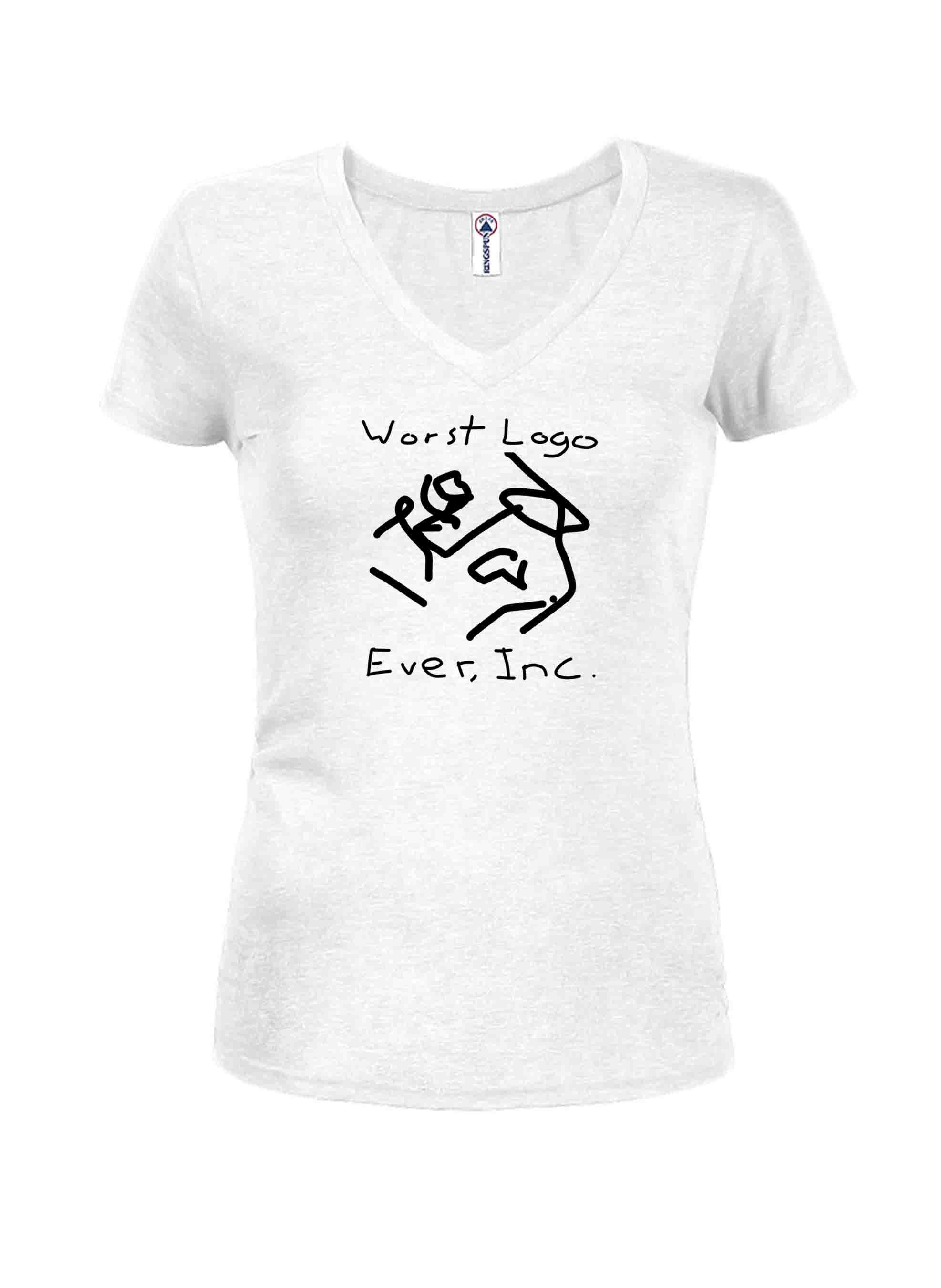 Worst Logo Ever, Inc Juniors V Neck T-Shirt
