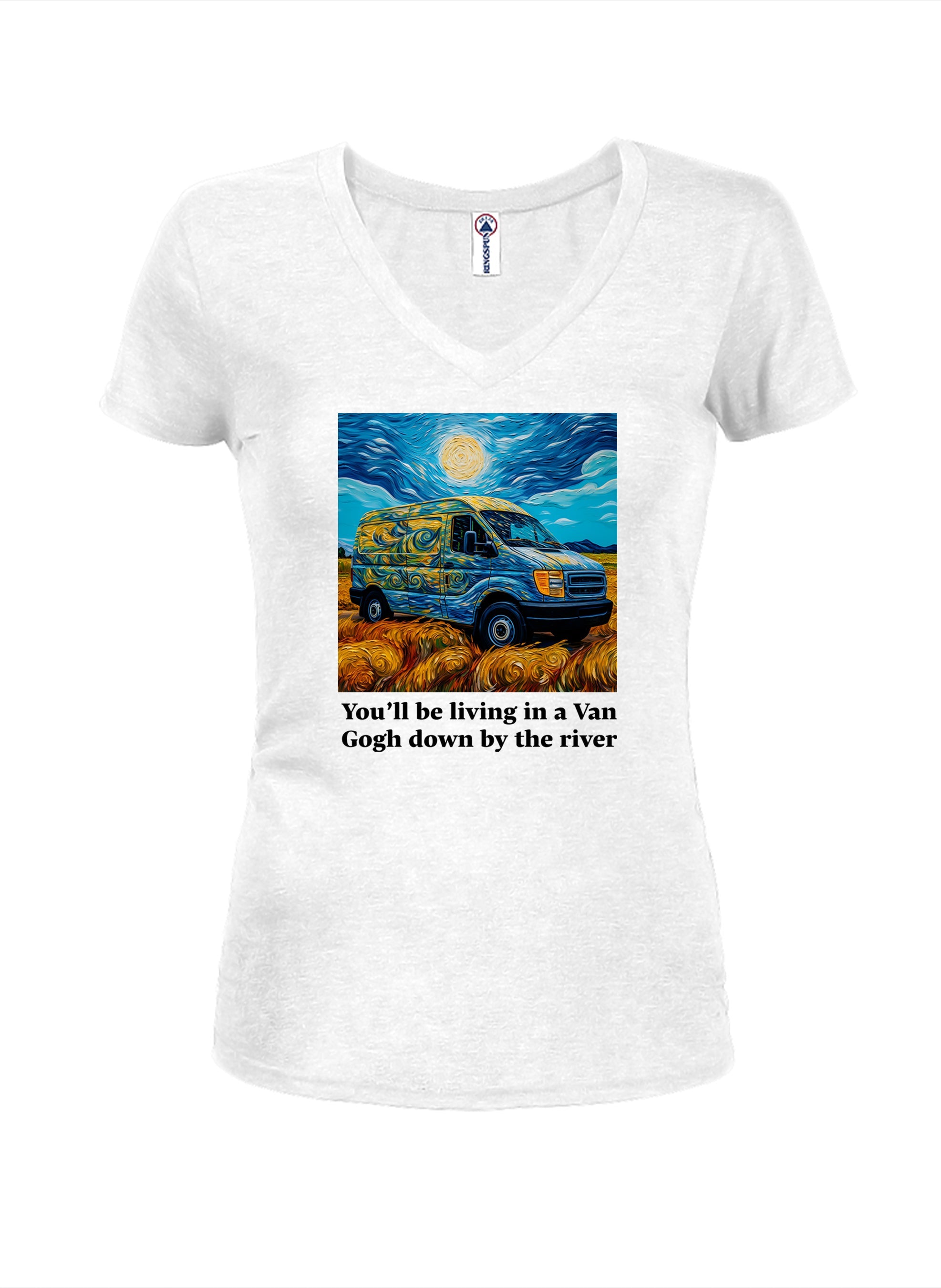 You’ll be living in a Van Gogh down by the river Juniors V Neck T-Shirt