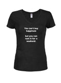 You can't buy happiness Juniors V Neck T-Shirt