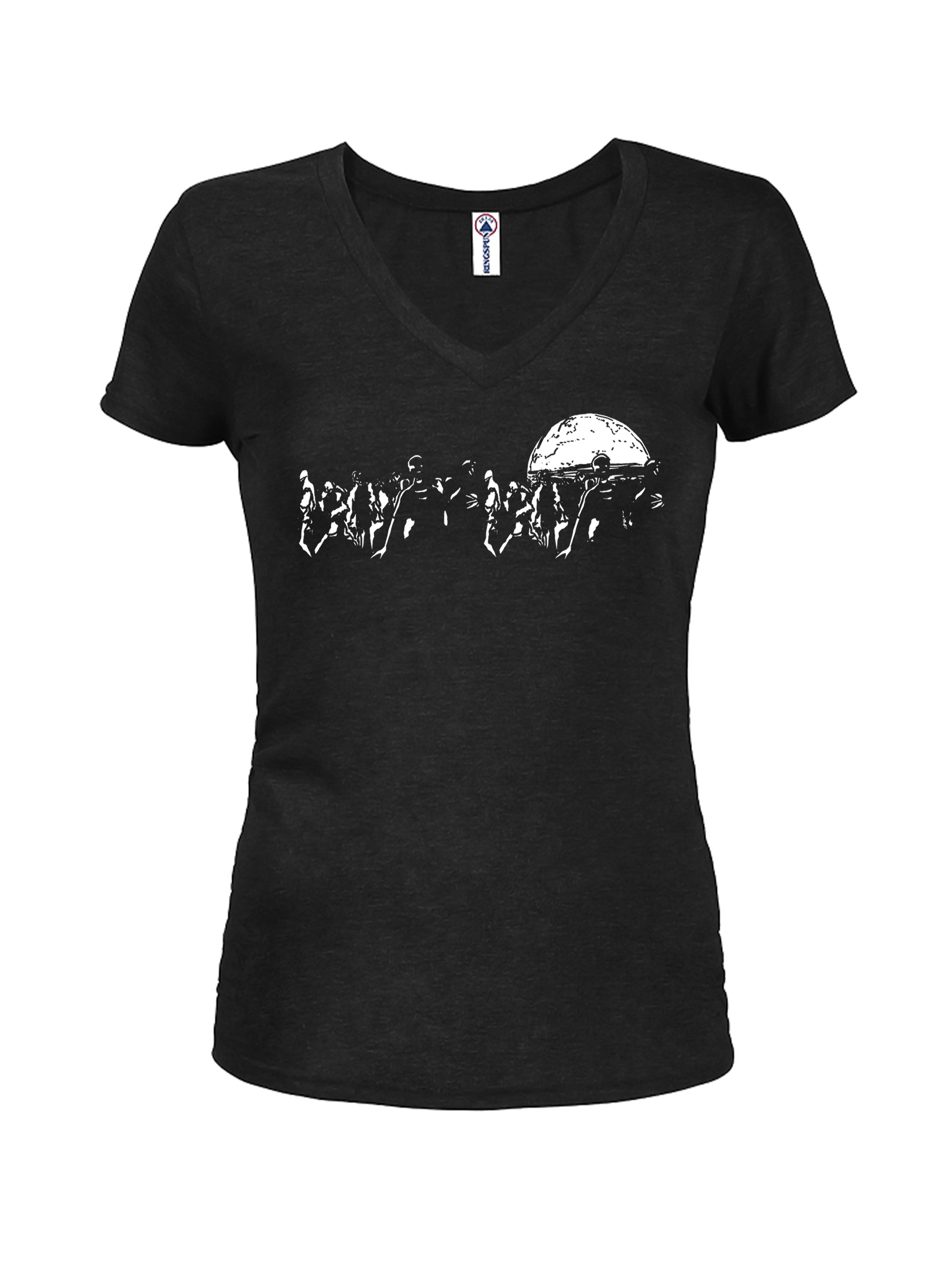 Zombie Moon  Juniors V Neck T-Shirt