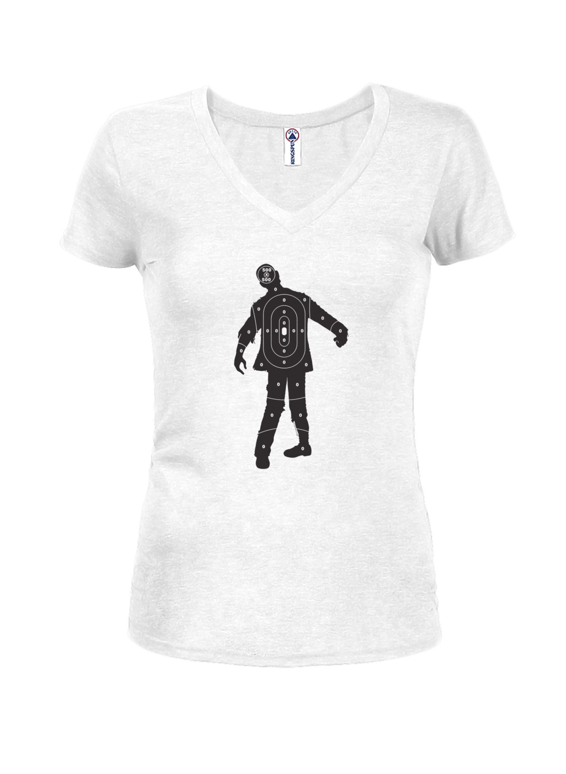 Zombie Target Juniors V Neck T-Shirt