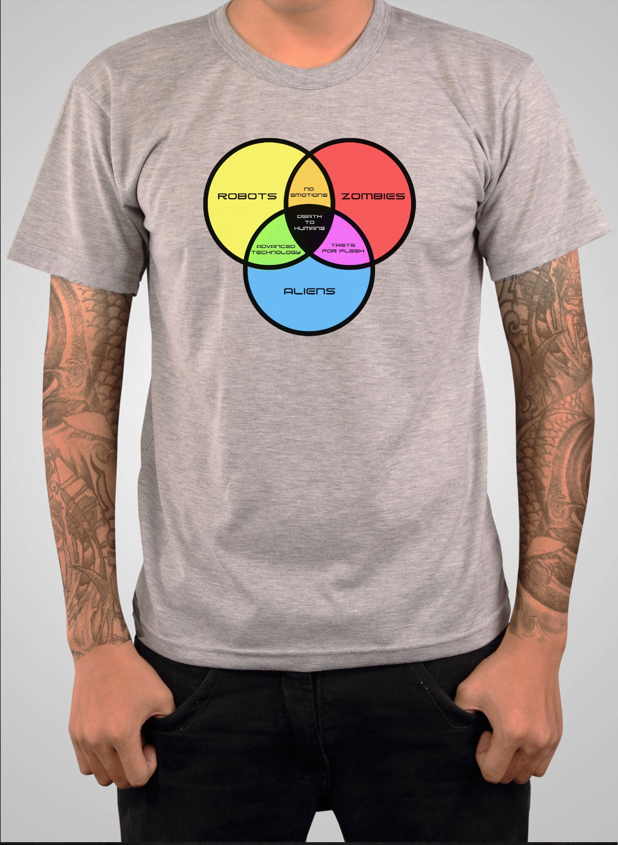 Zombies, Robots, and Aliens Venn Diagram T-Shirt
