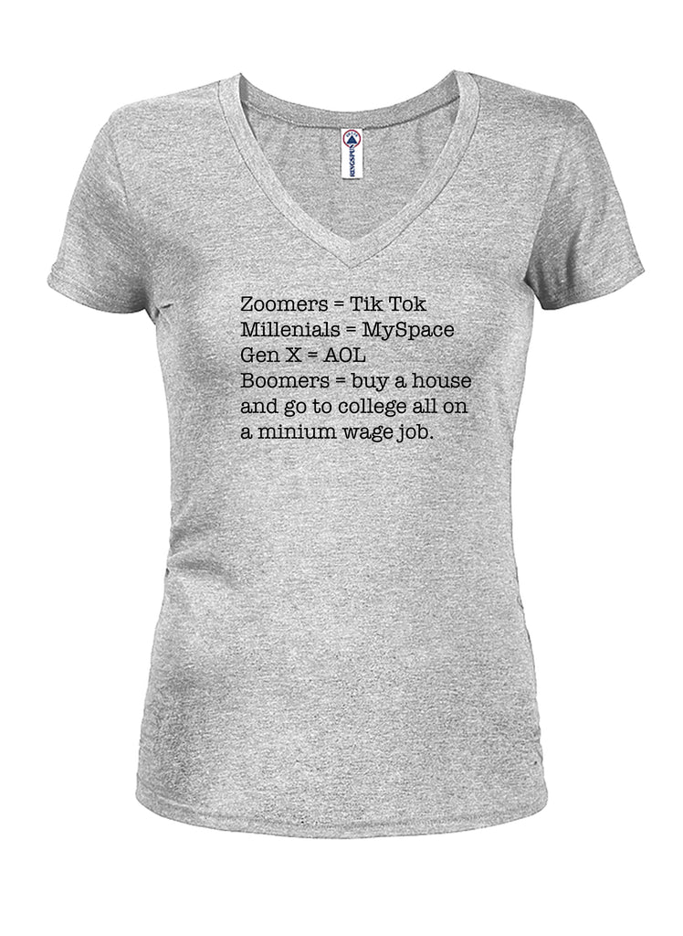 Zoomers Millenials Gen X Boomers Juniors V Neck T-Shirt