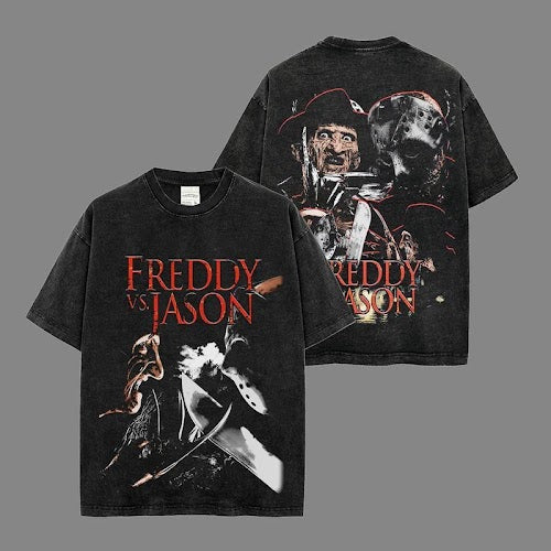 Freddy Krueger vs. Jason Voorhees  – Washed Tee Cotton Menswear Top  | SEP 91